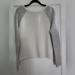 Textured Gray and White Sweater